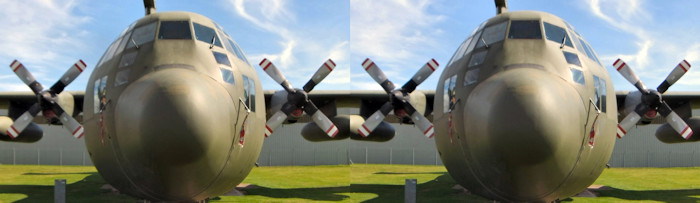 A 3D stereo pair of a plane at RAF Cosford