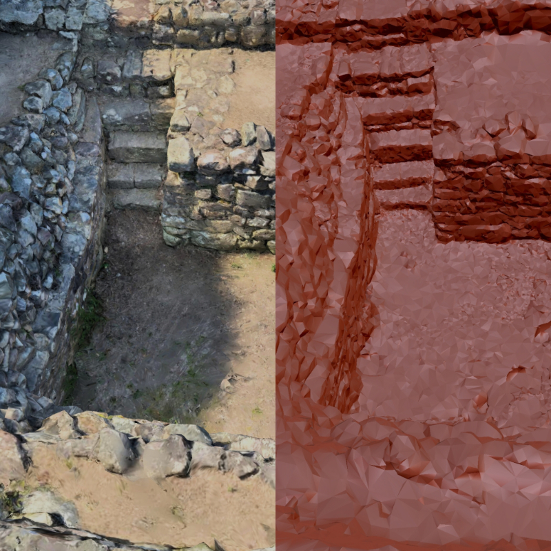 The scan texture (left) and decimated mesh (right).