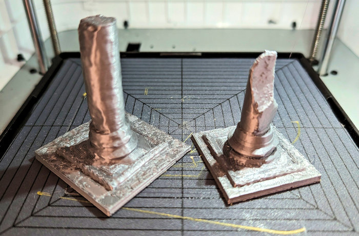 The two Roman columns 3D printed with PLA