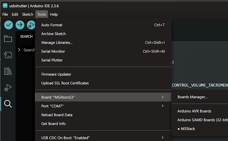 Arduino IDE board and serial port settings
