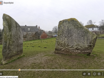 Avebury neolithic stones near the barn – gaussian splat Avebury neolithic stones near the barn - gaussian splat